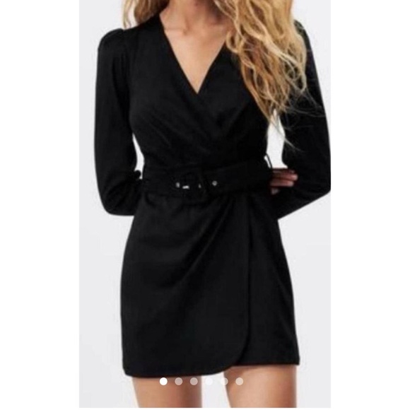 Zara Black Sheath Dress Long Sleeve V-Neck - Picture 1 of 9